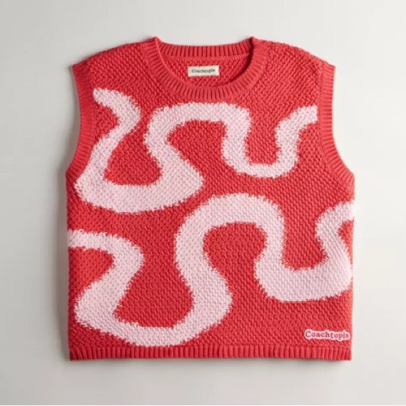 Coachtopia Red and Pink Knit Sweater Vest - Picture 1 of 5